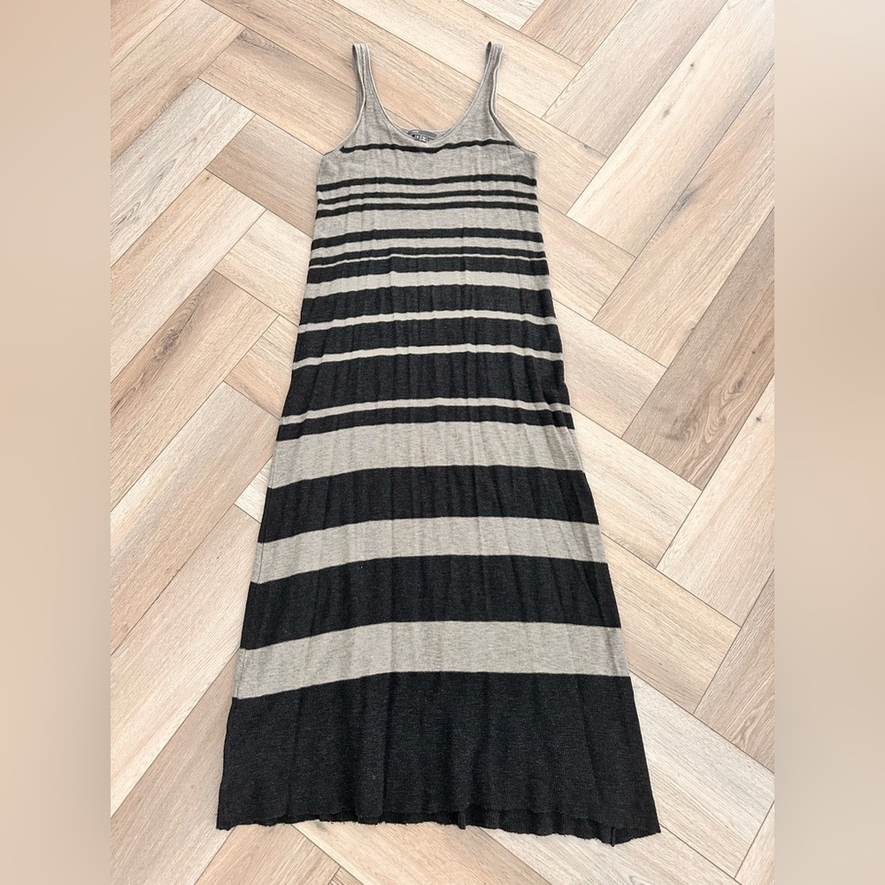Vince Black and Gray Striped Maxi Dress